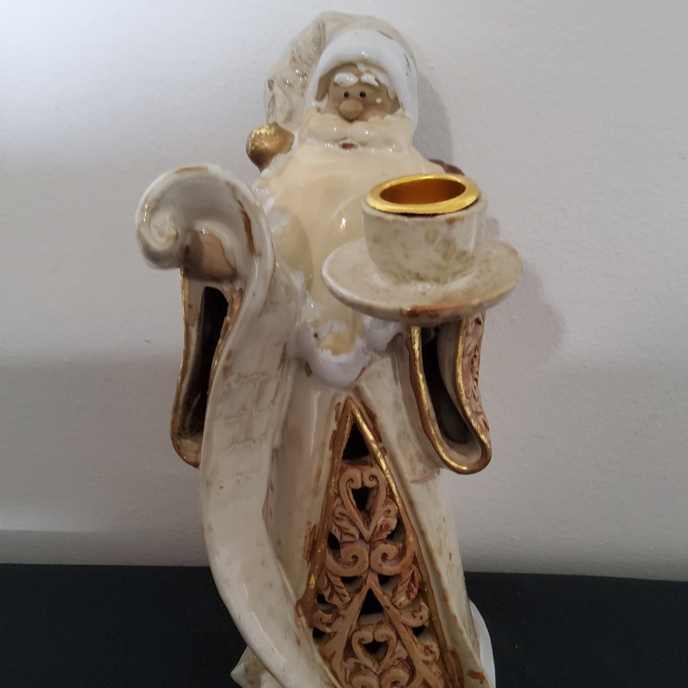 Ceramic Santa Claus candle holder